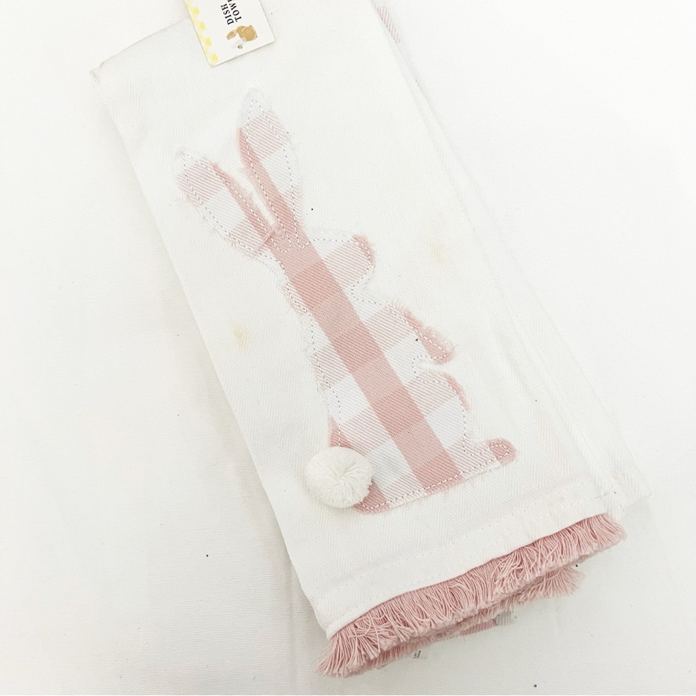 🤍2 DISH TOWELS GINGHAM EASTER BUNNY